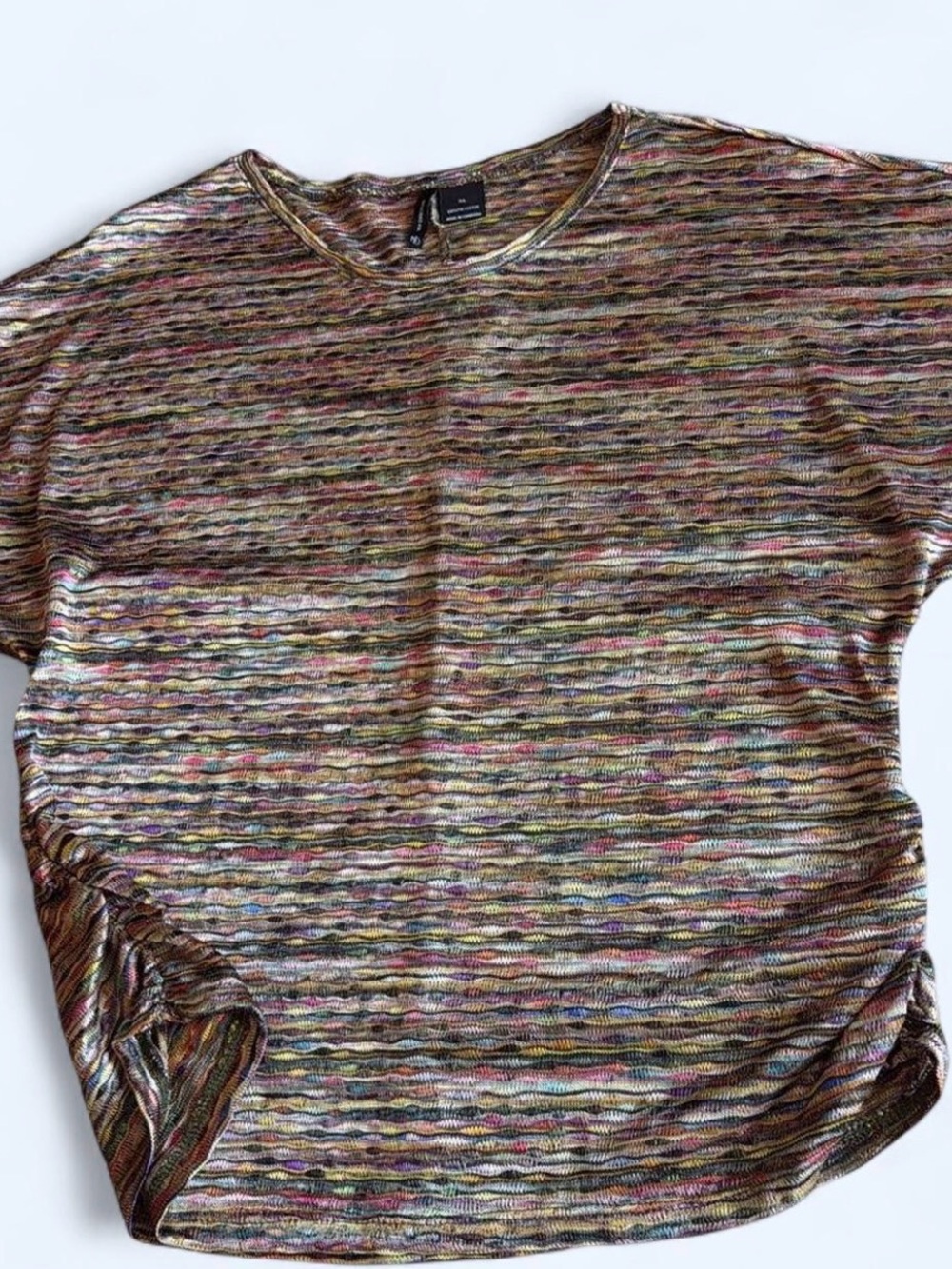 Women’s XL tunic by new directions. Multi-colored space-dye wavy stripe.